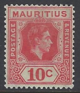 Mauritius, Scott #215; 10c King George VI, MH