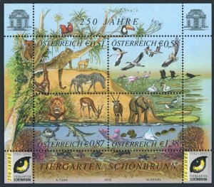 Austria 1894 sheet,MNH. Schonnbrunn Zoo,150th Ann.2002.Orangutan,Leopard,Birds. 