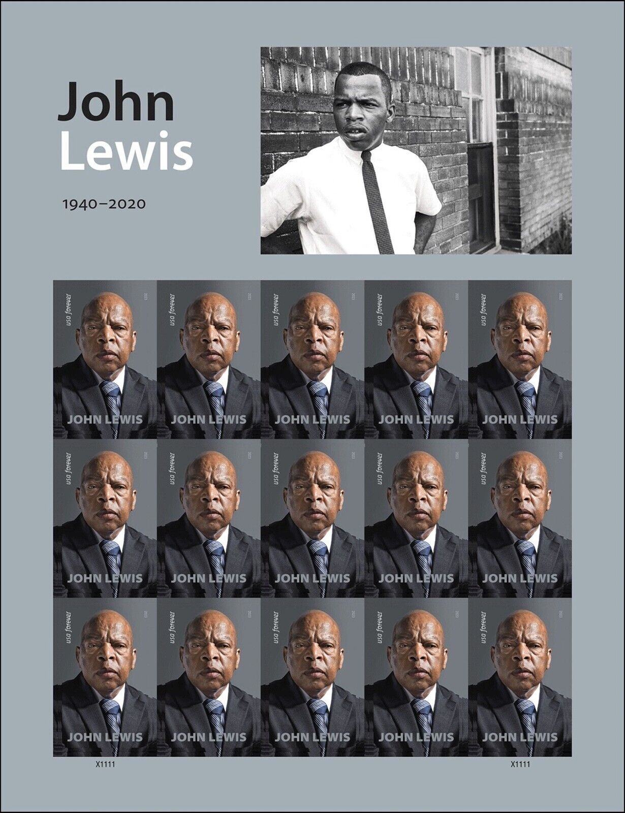 US 5801a John Lewis imperf NDC sheet (15 stamps) MNH 2023 after Aug 1