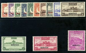 Pakistan 1948 KGVI Official set complete MLH. SG O14-O26. Sc O14-O26.