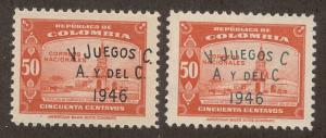 COLOMBIA SC# 543-4 F-VF MNH 1946