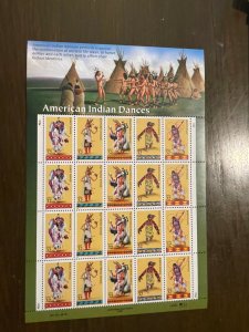 US SC 3072 Sheet 32¢ American Indian Dances , (3) P# P333, MNH- Superb