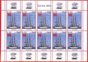 A1558 - ANGOLA - ERROR: MISSPERF  FULL SHEET x10 - 2019  Boats NORWAY flags