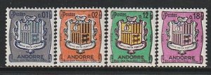 1964 Andorra, French - Sc 161-4 - MH VF - 4 single - Coat of Arms