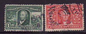 USA-Sc#323-4- id8-used 1c,2c Louisiana Purchase Exposition-1904-