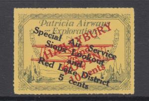 Canada Sc CL28 MLH 1926 5c on 10c on 50c Patricia Airways Semi-Official Air Post