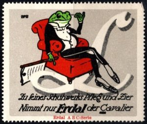 Vintage Germany Poster Erdal ABC Letter Series Frogs Only Erdal The Cavalier