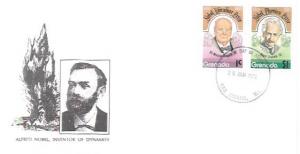 Grenada FDC #828 & 831. Sir Winston Churchill.  Albert Einstein.  Alfred Nobel.