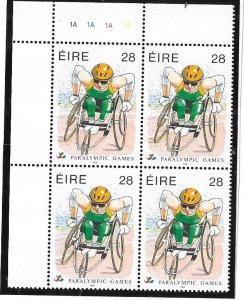 Ireland #996  28p Paralympic Games   margin block  (MNH) CV$4.00