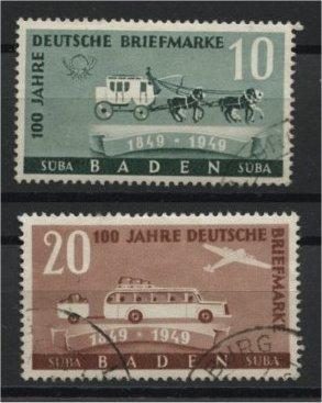 GERMANY, FRENCH ZONE, BADEN,  100th STAMP ANNIVERSARY FU