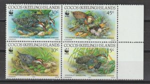 COCOS (KEELING) ISLANDS 1992 WWF SG 265/8 MNH