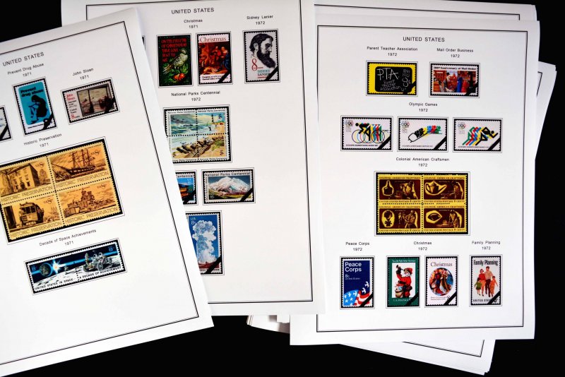 COLOR PRINTED U.S.A. 1966-1990 STAMP ALBUM PAGES (111 illustrated pages)