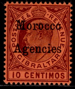 MOROCCO AGENCIES EDVII SG18, 10c dull purple/red, LH MINT.