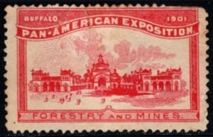 1901 US Poster Stamp Pan American Exposition Forestry & Mines Unused