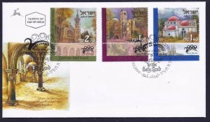 ISRAEL 2000 PILGRIMAGE SITES CHRISTIAN 3 STAMPS ON FDC JERUSALEM