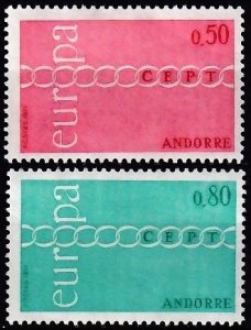 ANDORRA FRENCH 1971 EUROPA CEPT. Complete set, MNH