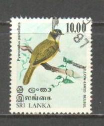 SRI LANKA Sc# 569 USED F Yellow-eared Bulbul Bird