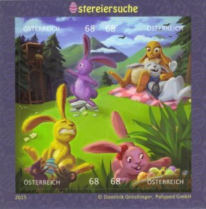 Austria 2015 MNH Stamps Souvenir Sheet Scott 2555 Easter Bunny Rabbits Cartoons