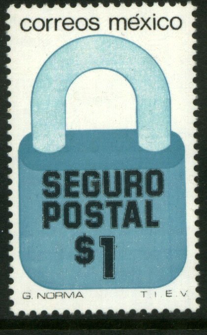 MEXICO G30, $1P Padlock Insured Letter Wmkd Fosfo Paper 2. MINT, NH. F-VF.