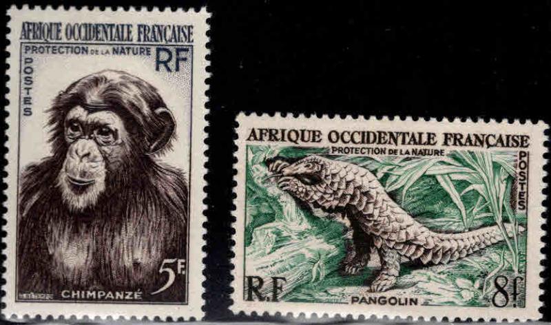 French West Africa Scott 62-63 MH* Wildlife set