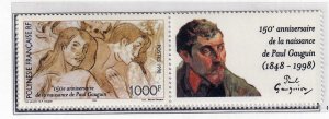 French Polynesia 1998 - Paul Gauguin 1000fr.   - MNH  single w/label    # 735