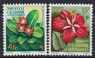 1958 New Caledonia Scott 304-305 Flowers MNH