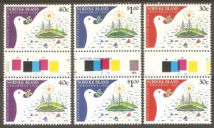 NORFOLK ISLAND Sc# 389 - 391 var MNH FVF Set-3x Gutter Pr Christmas Dove