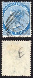 Jamaica SG8 1d Blue Wmk CC Kingston Type E Pmk