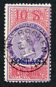 New South Wales SG278 10/- Violet and Blue Perf 12 x 11 Cat 95 pounds 