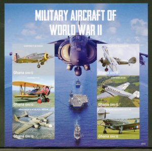 GHANA  2022 MILITARY AIRCRAFT OF WORLD WAR II  IMPERF SOUVENIR SHEET MINT NH