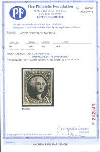 U.S. #2P PROOF WITH PF CERT ON INDIA