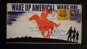 1943 USA Patriotic Cover WWII Chicago IL to Ann Arbor MI Wake Up America Wake Up