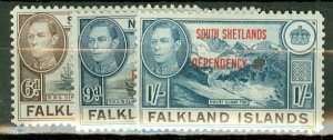 HS: Falkland Islands 2L1-5L8 most mint (used 3L4, 6, 7) CV $84.50; scan shows...