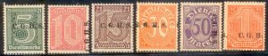 Germany  1920 SC# LO9-11,13-15 M-remnant CH4
