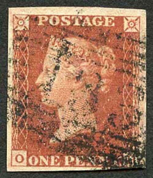 1841 Penny Red (OH) Used (Nice Colour) with Four Margins