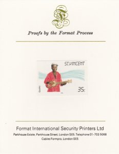 St VINCENT 1985  MUSICAL INSTRUMENTS  imperf on FORMAT INTERNATIONAL PROOF CARD