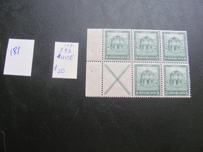 GERMANY  1931 MNH MI. S92  BOOKLET XF 40 EUROS  (181)