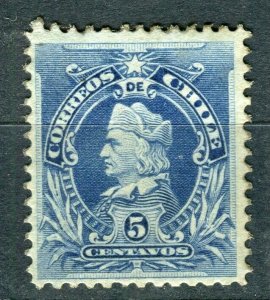 CHILE; 1901 early Columbus rouletted issue fine Mint hinged 5c. value