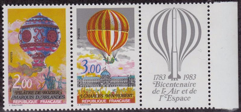 FRANCE MNH Scott # 1863-1864 Hot Air Balloons (2 Stamps) -1e