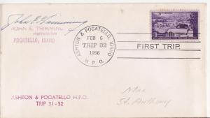 Ashton & Pocatello H.P.O. First Trip, Signed by Postmaster