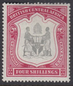 SG 50 British Central Africa 1897-1900. 4/- black & carmine. A fine fresh...