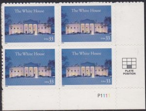 3445 White House Plate Block MNH