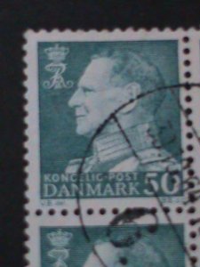 DENMARK-1961-SC#389  KING FREDERIK IX BLOCK-FANCY CANCEL-VERY FINE LAST ONE