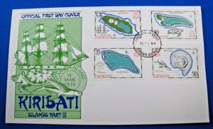 KIRIBATI 1984  -  SCOTT # 436-439 FDC  -  ISLANDS PART III        (GGL13)