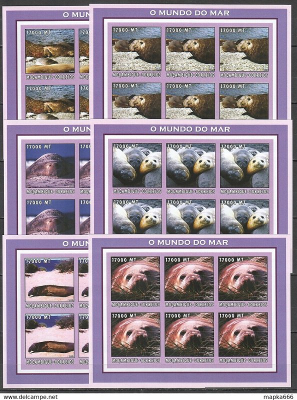 Imperforate 2002 Mozambique New Fauna Marine Life Elephants Seals 6Set ** Kv132