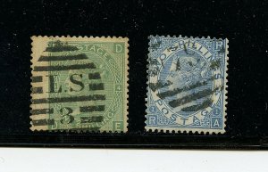 Great Britain #54 & #55 (GR876) Queen Victoria (2) different plates, U,CV$240.00