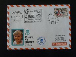 ballonpost OE-AZP flown cover for 40 years of Pro Juventute UNO Wien 1987