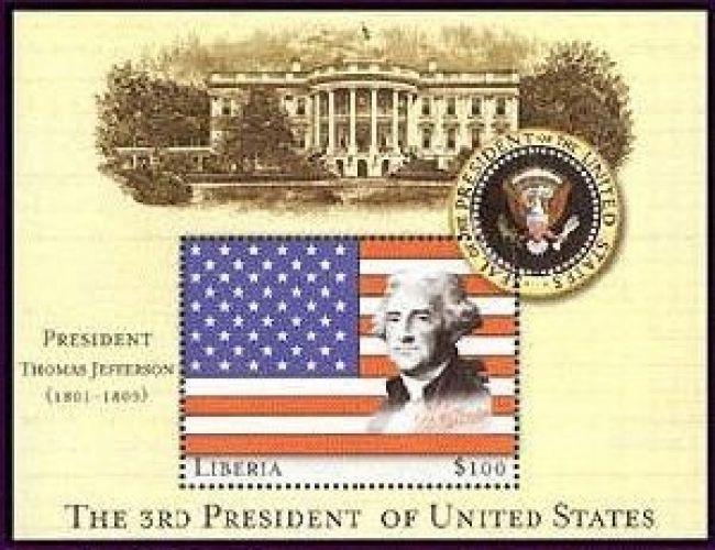 Liberia 2001 -  3rd President Of The US - Thomas Jefferson - S/S MNH