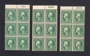 Scott #424d 1c Booklet Pane (3) with PLATE #'s - Mint OG NEVER HINGED