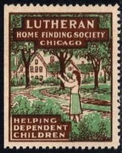 Early Vintage US Poster Stamp Lutheran Home Finding Society Chicago MNH
